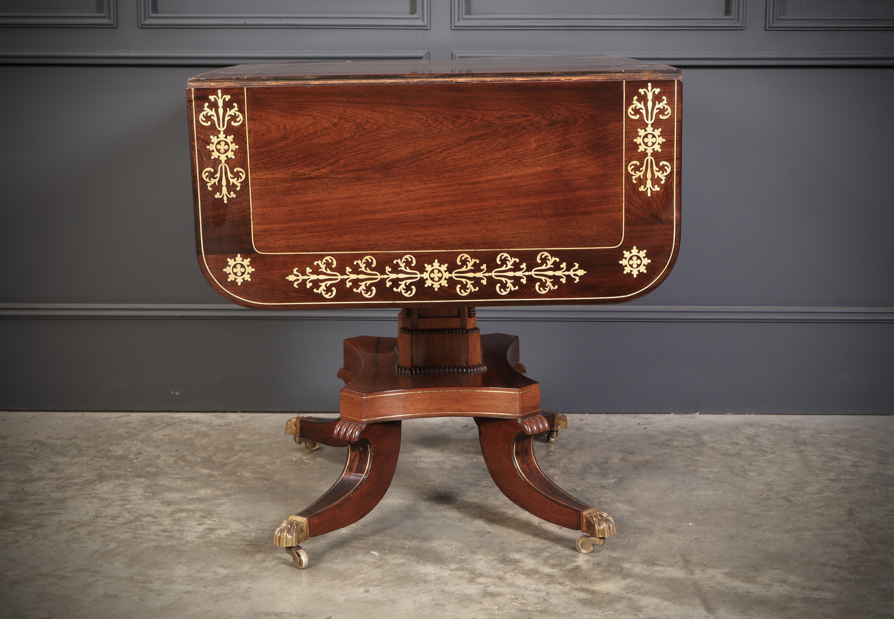 Regency Rosewood Brass Inlaid Sofa Table - Image 18
